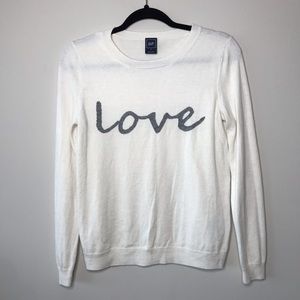 GAP Love Graphic Knit Sweater Cream Size Small